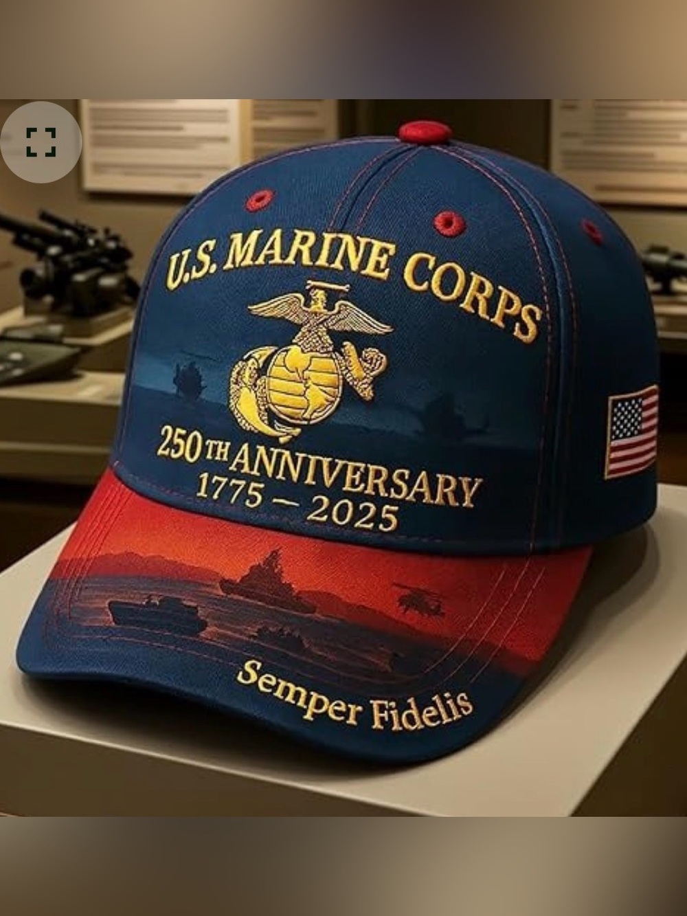 U.S. Marine Corps 250th Anniversary Navy & Red Baseball Cap - Semper Fidelis